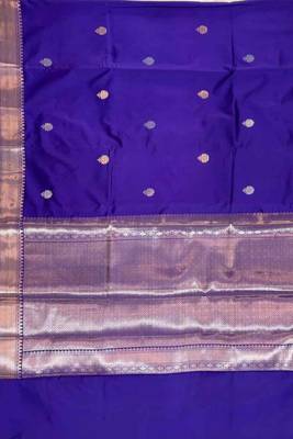 Royal blue semi kataan silk banarasi saree with sonarupa zari booti work 4
