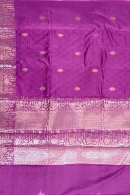 Light purple semi kataan silk banarasi saree with silver zari booti work 3