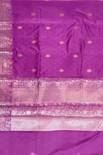 Light purple semi kataan silk banarasi saree with silver zari booti work