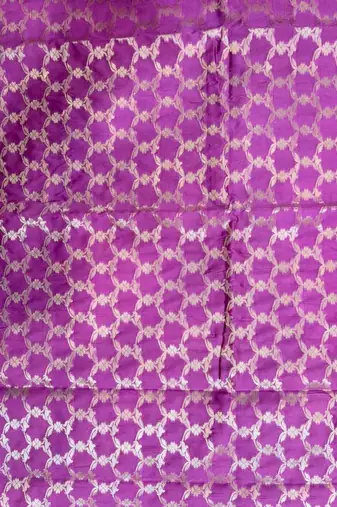 Light purple semi kataan silk banarasi saree with silver zari booti work