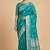 Turquoise semi kataan silk banarasi saree with silver zari booti work