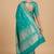 Turquoise semi kataan silk banarasi saree with silver zari booti work