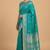 Turquoise semi kataan silk banarasi saree with silver zari booti work