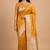 Mustard semi kataan silk banarasi saree with silver zari booti work