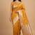 Mustard semi kataan silk banarasi saree with silver zari booti work