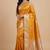 Mustard semi kataan silk banarasi saree with silver zari booti work