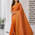 Orange Color Flower Veil And Beautiful Zomatri Flower And Tissue Silk Doubling Jari Jaqurad Weaving Georgette Saree