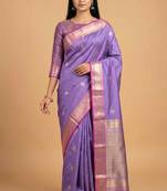 Lavender semi kataan silk banarasi saree with sonarupa zari booti work