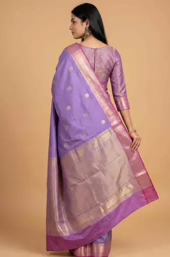 Lavender semi kataan silk banarasi saree with sonarupa zari booti work