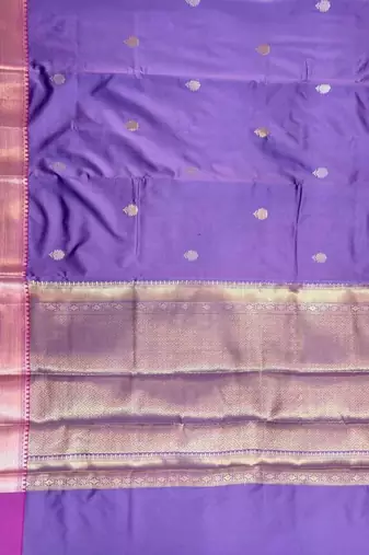 Lavender semi kataan silk banarasi saree with sonarupa zari booti work