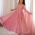 Women's dusty pink crunchy silk swarovski work anarkali suit set with pant & fancy lace border dupatta