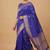 Royal blue semi kataan silk banarasi saree with silver zari booti work