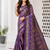 Purple Color Flower Veil And Beautiful Zomatri Flower And Tissue Silk Doubling Jari Jaqurad Weaving Georgette Saree