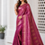 Rani Pink Color Flower Veil And Beautiful Zomatri Flower And Tissue Silk Doubling Jari Jaqurad Weaving Georgette Saree