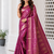 Rani Pink Color Flower Veil And Beautiful Zomatri Flower And Tissue Silk Doubling Jari Jaqurad Weaving Georgette Saree