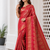 Red Color Flower Veil And Beautiful Zomatri Flower And Tissue Silk Doubling Jari Jaqurad Weaving Georgette Saree