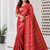 Red Color Flower Veil And Beautiful Zomatri Flower And Tissue Silk Doubling Jari Jaqurad Weaving Georgette Saree
