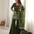 Women s mehandi embroidered kurta with bell bottom pant & dupatta set