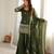 Women s mehandi embroidered kurta with bell bottom pant & dupatta set