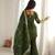 Women s mehandi embroidered kurta with bell bottom pant & dupatta set