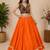 orange fancy plain lehenga with kutch work blouse for navratri - full stitched free size
