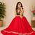 red fancy plain lehenga with kutch work blouse for navratri - full stitched free size