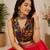 red fancy plain lehenga with kutch work blouse for navratri - full stitched free size