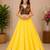 yellow fancy plain lehenga with kutch work blouse for navratri - full stitched free size