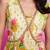 Lime yellow printed organza gown with handwork