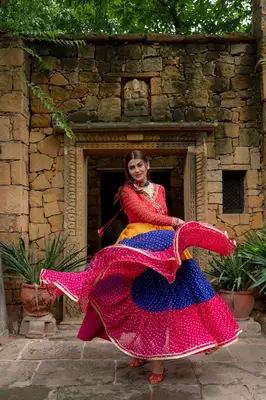 Multicolor bandhani printed navratri anarkali dress 1