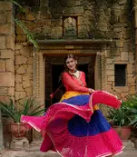 Multicolor bandhani printed navratri anarkali dress