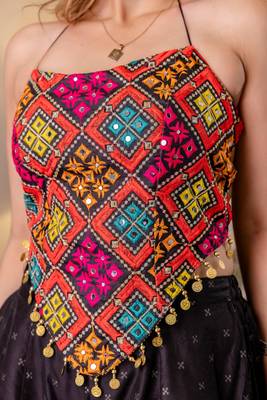 Black designer embroidered bangalori silk top with pure butti flairy palazzo set 4