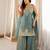 Women's heavy fendy silk embroidered kurta sharara set with belt style dupatta ready to wear