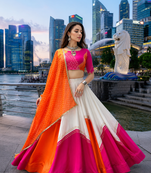 Pink Rayon Cotton Navratri Lehenga Choli with Dupatta