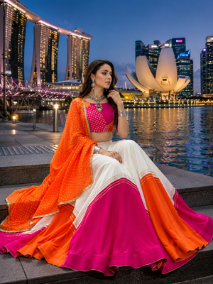 Pink Rayon Cotton Navratri Lehenga Choli with Dupatta 2