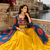 Blue Rayon Cotton Navratri Lehenga with Bandhani Kurti & Kachchi Work