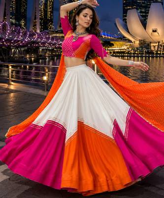 Pink Rayon Cotton Navratri Lehenga Choli with Dupatta 3