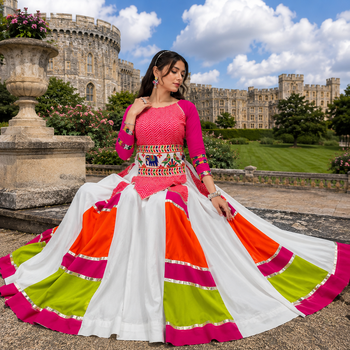 Multicolor Rayon Cotton Navratri Lehenga with Gamthi Embroidered Designer Top 3