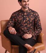 Rooted libaas multicolor digital print cotton blend full sleeves short kurta