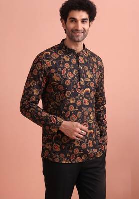 Rooted libaas multicolor digital print cotton blend full sleeves short kurta 2