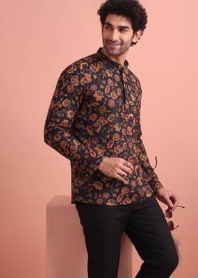Rooted libaas multicolor digital print cotton blend full sleeves short kurta 3