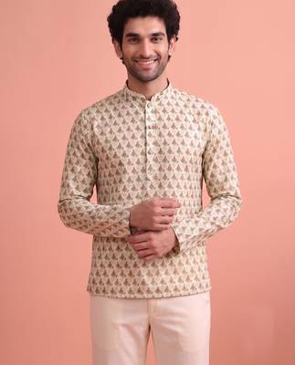 Rooted libaas multicolor digital print cotton blend full sleeves short kurta 1