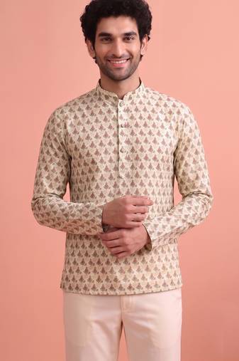 Rooted libaas multicolor digital print cotton blend full sleeves short kurta