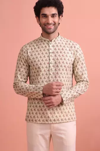 Rooted libaas multicolor digital print cotton blend full sleeves short kurta