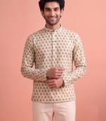 Rooted libaas multicolor digital print cotton blend full sleeves short kurta