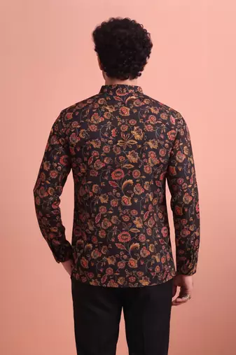 Rooted libaas multicolor digital print cotton blend full sleeves short kurta