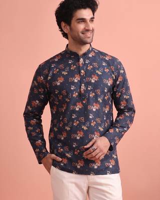 Rooted libaas multicolor digital print cotton blend full sleeves short kurta 1