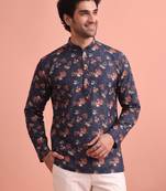 Rooted libaas multicolor digital print cotton blend full sleeves short kurta