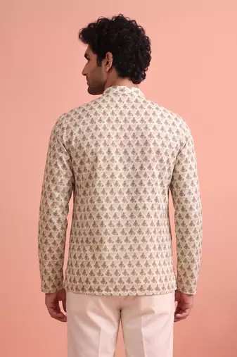 Rooted libaas multicolor digital print cotton blend full sleeves short kurta