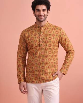 Rooted libaas multicolor digital print cotton blend full sleeves short kurta 1